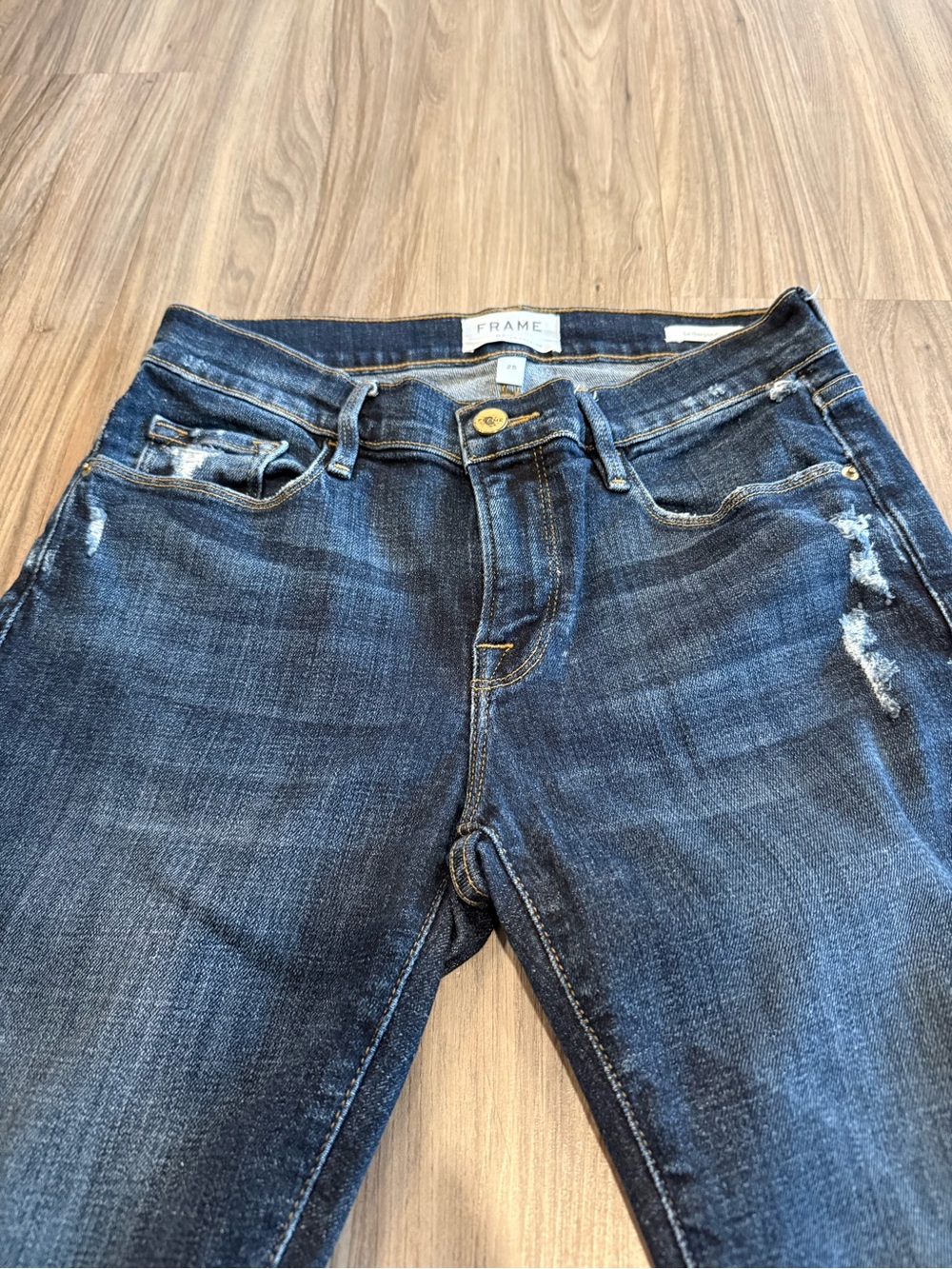 Frame Denim Dark Blue Le Garçon Crop Ankle Jeans Size 25 - Picture 7 of 13